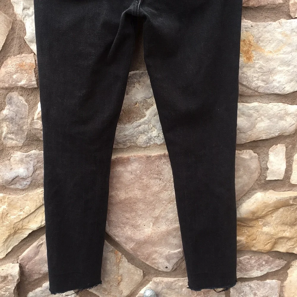 Reformation High and Slim Jeans Straight Leg Frayed Black Size 26
